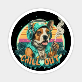 Chill Out: Cool Hip Hop Dog Art Piece smoking Magnet